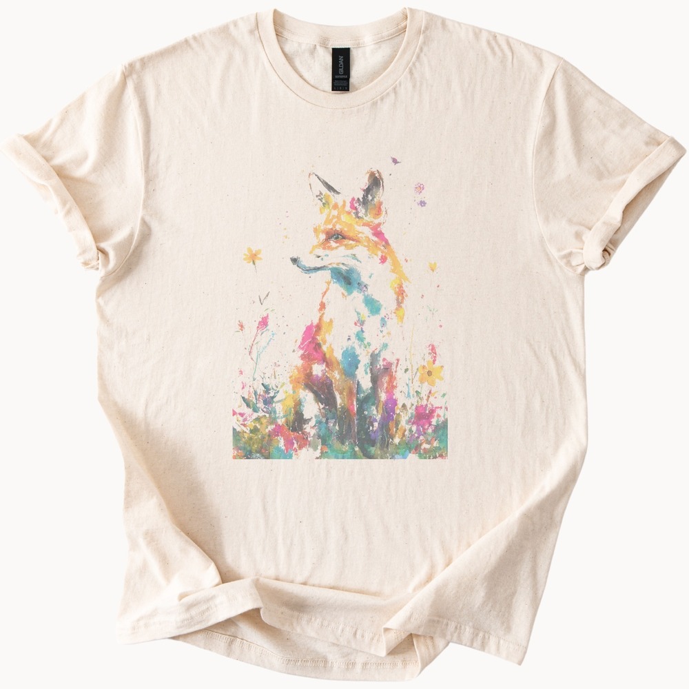 Boho Fox Watercolor Splash Graphic Tee